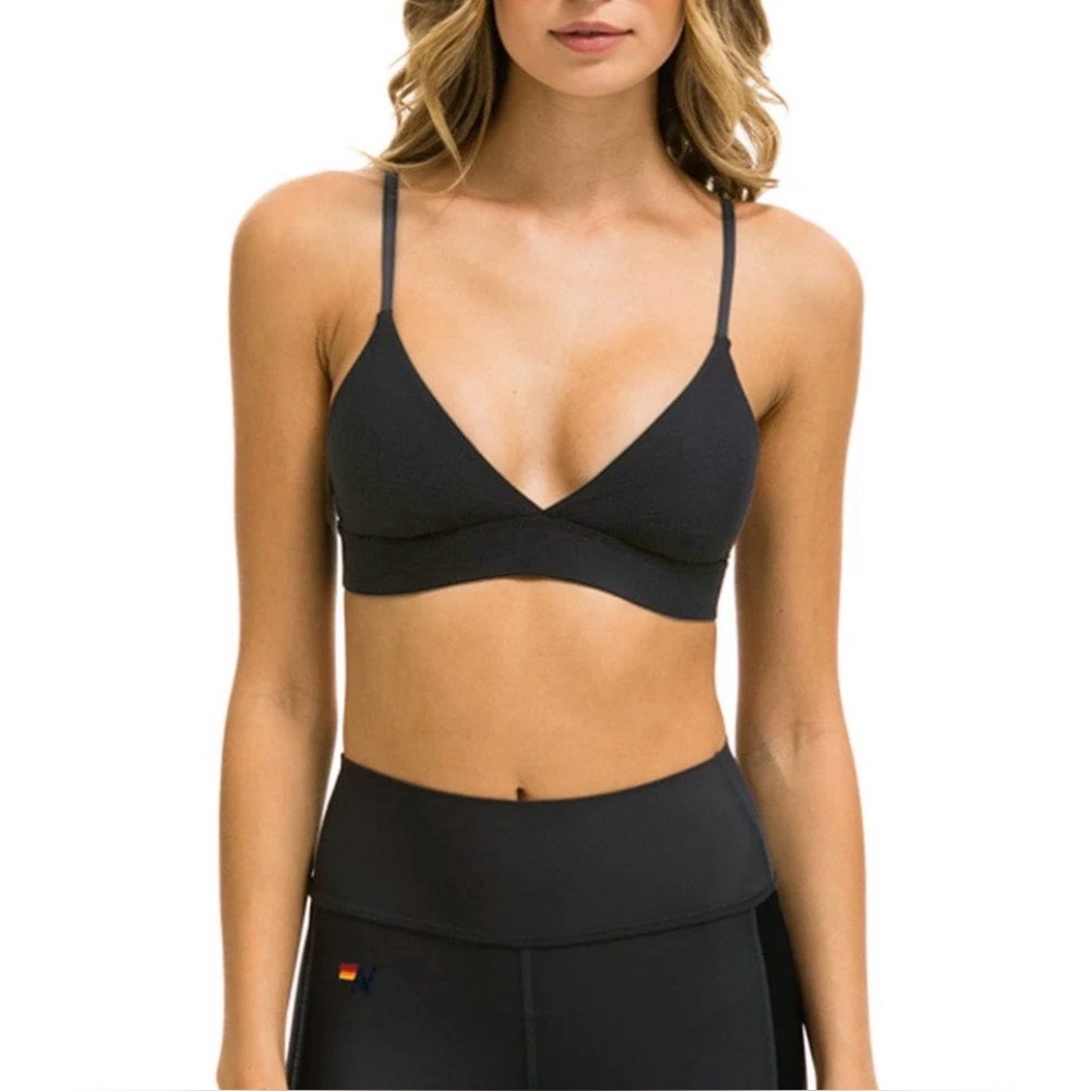 Aviator Nation Black Wireless Triangle Bralette sz Small